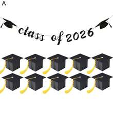 11pcs Graduation Party Gift Box, Black & Gold Congratulations You Did It Design Paper Candy Box With Handle, Suitable For Graduation Party Supplies - Multicolor - View 3