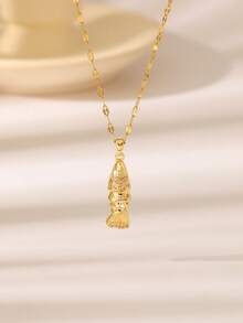 金色个性化吊坠项链 - 向日葵/鱼/邪眼水钻饰品，适合女士日常/休闲佩戴 - 金色 - 查看 3