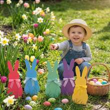 10 piezas Decoraciones de Pascua, Letreros de Jardín de Conejitos de Pascua, Grandes Lazos y Decoraciones Lindas de Conejitos, Hechos de Plástico, Adecuados para el Hogar, la Escuela, Suministros para Fiestas de Oficina, Decoración de Fiestas de Pascua, Decoración de Jardín y Césped, Adornos para Árbol de Navidad - 10 conejitos de Pascua - Ver 2