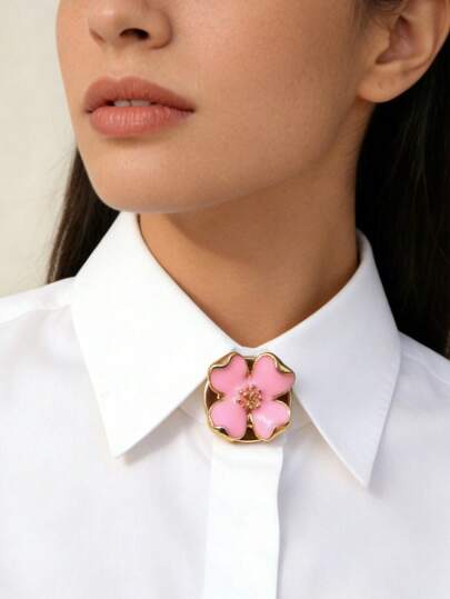 1Pc Fashionable Dripping Oil Flower Button Cover, Fashionable And High-End Clothespins, Cinch Clip, Light Luxury Plants Tie Clip, Women's Accessories, Women's Party Light Luxury Show Temperament Clothing Cuff Cover, Suitable For Daily Use, Friend Gift, Lover Gift, Family Gift