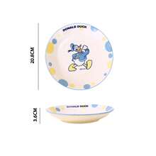 Disney Plato de cena de cerámica con diseño de dibujos animados, plato redondo de estilo crema de 8 pulgadas, juego de plato, tazón y taza, vajilla de alta calidad para uso doméstico - Multicolor - Ver 19
