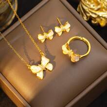 女士项链、蝴蝶吊坠、耳环、戒指、时尚首饰套装 - 彩色 - 查看 4