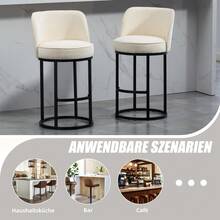 Barstools - สีเบจ + ผ้าลินิน - ดู 7