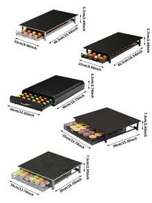 1pc Sliding Drawer Coffee Pod Holder, Holds 60 Pods, Coffee Capsule Display Rack, Metal Texture, Suitable For Home And Office Use - Multicolor - View 5