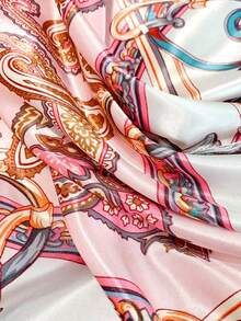1pc Simple Printed Satin Bandana Silk Scarf Women Hijab 90cm Square Scarves Designer Luxury Shawl Kerchief - BX04JSC024-02 - 查看 4