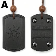 Black Square Quantum Pendant Necklace Anti Radiation Volcanic Stone Anion Energy Necklace For Daily Wear - màu đen - Xem 11