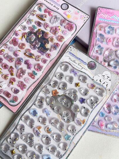 3D立体浮雕箔贴纸、精美钻石贴纸、手工可爱DIY装饰贴纸、小动物图案、贴纸交换