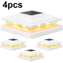 Solar Post Cap Lights Outdoor 4pack, Waterproof Fence Post Lights For 4x4 5x5 6x6 Wood/Vinyl Posts, Solar Deck Post Lights With 2 Color Modes Decorate Garden Patio Porch Backyard - 白色 - 查看 1