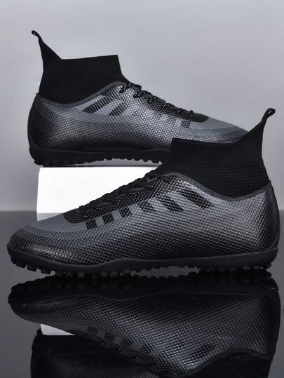 1双成人、青少年及儿童高帮户外足球鞋，防滑TF鞋钉，适用于人造草坪、天然草坪、沙地、室内球场，系带式足球/橄榄球鞋，轻便高性能设计，男士款