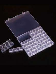 Caja organizadora de joyas de plástico transparente elegante con 28/56 compartimentos - Solución de almacenamiento a prueba de polvo para aretes & accesorios para mujeres - Multicolor - Ver 9