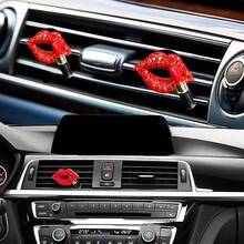 2pcs/4pcs Rhinestone Lip Lipstick Perfume Car Air Vent Clip Decor Car Interior Ornament Car Air Conditioner Decoration Accessories - Rhinestone-encrusted Lipstick Vent Clip - View 12