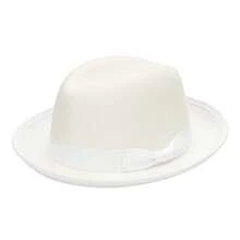 Men Women Felt Fedora Hat Stylish Decorative Band Design Derby Hat Roll-Up Wide Brim Jazz Cap - White - View 5