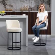 Barstools - สีเบจ + ผ้าลินิน - ดู 6