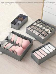 1pc/4pcs Set Foldable Closet Organizer Storage Boxes, Includes Collapsible Fabric Baskets And Storage Cubes, Portable Drawer Dividers For Clothes, Underwear, Bras, Ties, Accessories, Socks, Scarves, Leggings, T-Shirts, Jeans And Winter Wear | Ideal For Bedroom And Home Organization (Can Store Ladies Dresses, White T-Shirts, Black Pants) - Grey - View 4