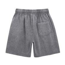 2026 Must-Have 260G Heavyweight Oversized Acid Wash Black Denim Shorts For Men, Comfy Baggy Fit With Elastic Waist & Adjustable Drawstring, Vintage Washed Summer Streetwear Shorts Ideal For Daily Casual, Skate Sessions And Weekend Hangouts - 灰色 - 查看 5