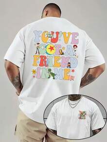 1 Piece, New Disney Men's T-Shirt, Disney Toy Story Cartoon Printed Before And After, Round Neck Casual And Comfortable T-Shirt, Suitable For Sports And Daily Wear, A Good Choice For Gifts, A Must For Parties. - trắng - Xem 1