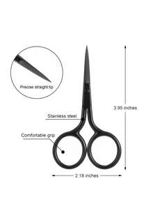 2pcs/1pc Black Sharp Beauty Scissors, Stainless Steel Pointed Eyebrow Trimming Scissors, Facial Hair, Eyebrow, Nose Hair, Beard Trimming, Mini Portable, Beauty Tool, Travel, Bedroom, Vanity, Gift For Friends - Black - View 9