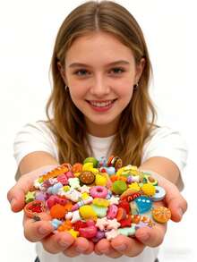 5/10/20/30/50/80/100/200/500 件生动的树脂装饰品 - 独特的动物、水果和食物系列 - 彩色 DIY 珠宝制作套件，适用于项链、手链、耳环 - 耐用、轻便且防褪色 - 非常适合工匠和珠宝爱好者 - 彩色 - 查看 1