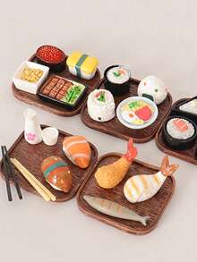 5-Piece Mini Simulation Japanese Food Decorations Sushi Model Cartoon Cute Tray Chopstick Ornament DIY Scene Decoration Accessories - Mô hình trang trí đĩa sushi - Xem 6