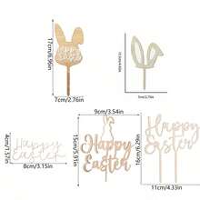 1pc/3pcs/6pcs Wooden Rabbit Easter Cake Decorations, Suitable For Easter Theme Party DIY Cake, Dessert, Baking Decor - Multicolor - View 9