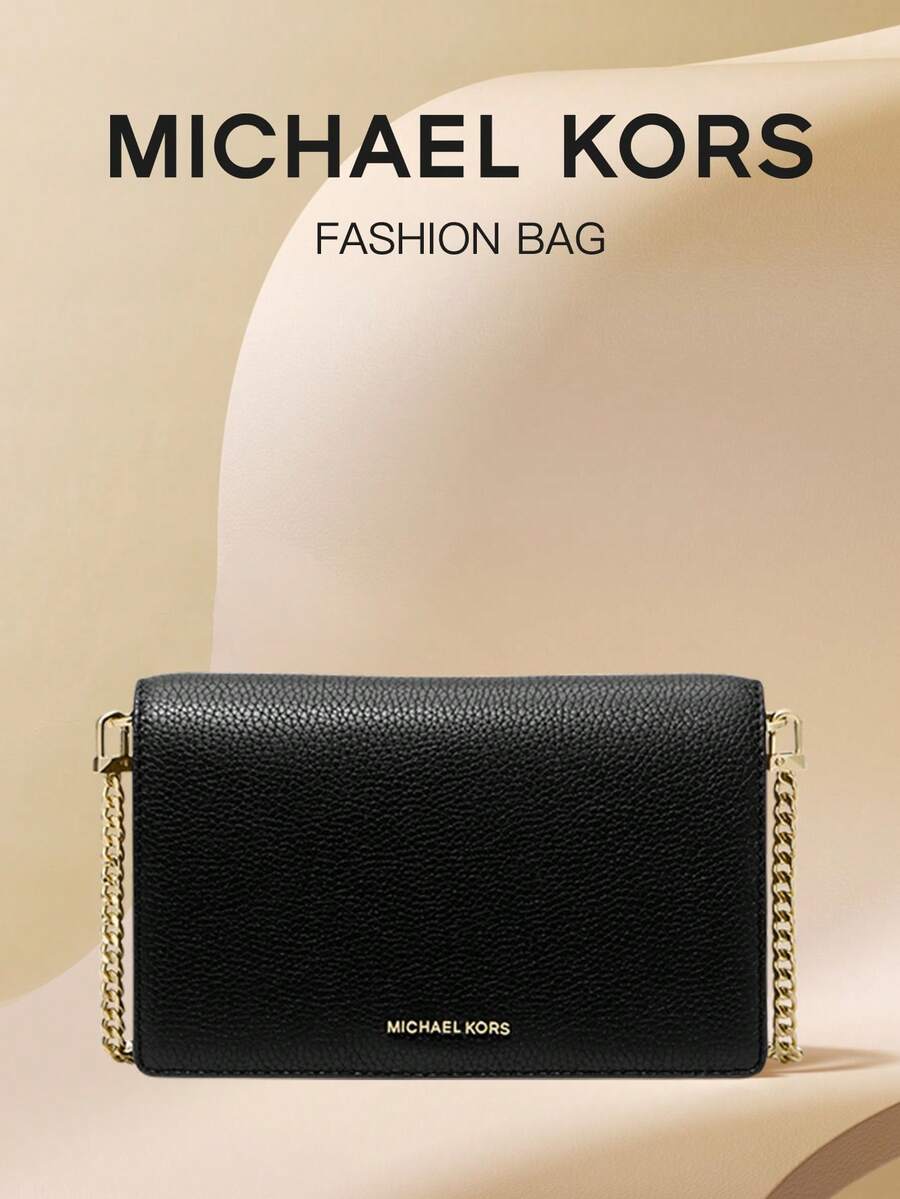 Michael Kors JET SET 女士单肩包，小号手提包，带链条肩带 - 黑色 - 查看 1