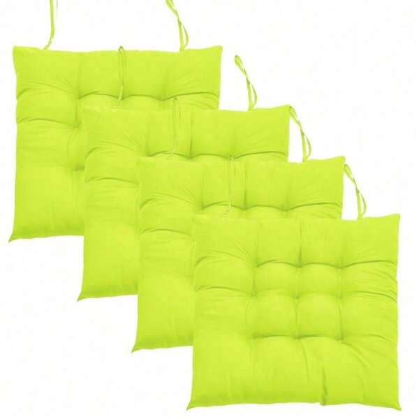 4-Piece Set Of Soft Cushioned Dining Chair Cushions, Square Cushions With Straps, Kitchen And Dining Room Cushions, Comfortable And Non Slip Design