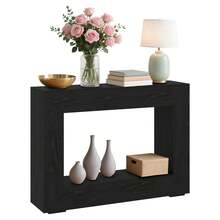 Huisuilinss Farmhouse Console Table,47" Entryway Table,2-Tier Long Sofa Table,Rustic Rectangular Design Wood Behind Couch Table For Living Room Hallway Entrance - Black - View 7