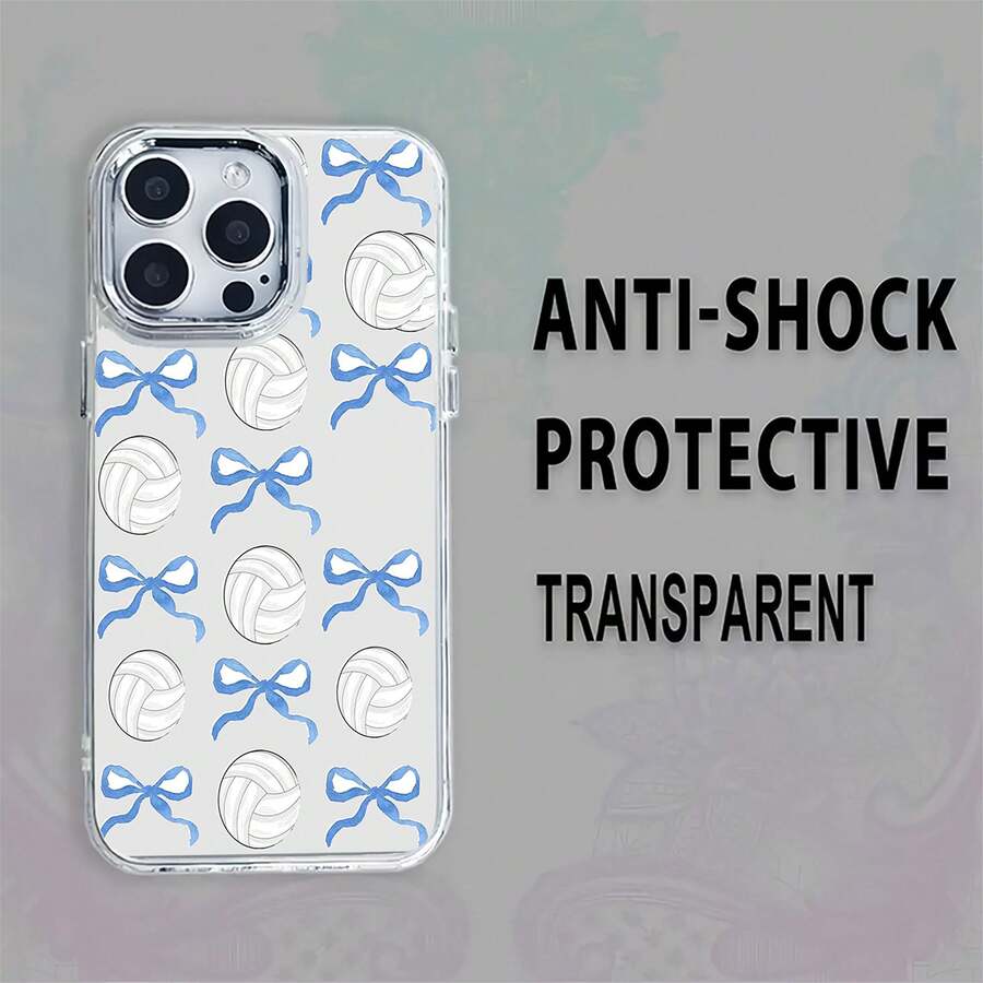Estampado de pelotas de voleibol y lazos azules sobre fondo gris. Esta elegante funda para teléfono es compatible con Samsung, Apple, OPPO, , etc. Fabricada en TPU flexible, resistente a golpes y arañazos, ofrece una excelente protección contra caídas y un agarre cómodo. Es un regalo ideal para familiares, amigos y seres queridos, y una opción perfecta para festivales. Fundas para iPhone, San Valentín, , fundas para hombre, celulares y accesorios, funda transparente para teléfono. - transparente - Ver 1