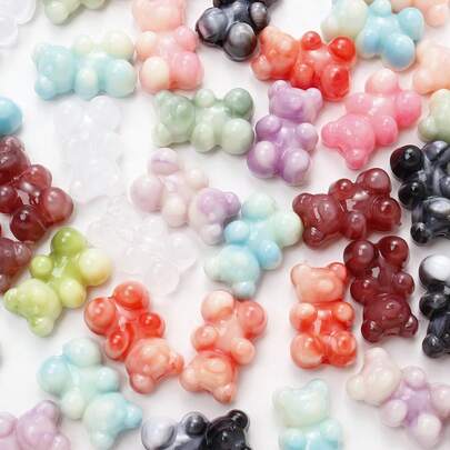 10/20/30pcs Fashion Halation Gummy Bears Beads 12*19MM Cute Mini Charm Bear Loose Spacer Beads For For Women Jewelry Making Bracelet Necklace