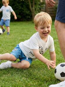Baby Boy's Summer Outfit Football Soccer Sport Themed Clothes Short Sleeve Letter Print T-Shirt Novelty Cartoon Shorts 2Pcs Playwear Set - 這是刻在我DNA裡的. - 查看 6