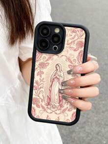 Virgin Mary Phone Case Religious Art Style For IPhone 17 16 15 14 13 12 11 Plus Pro Max. A Spiritual And Classic Design Perfect To Show Faith And Devotion. A  Gift Of Inspiration. - Black - View 2