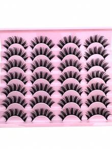 14 Pairs Cartoon Mink Eyelashes, Cat Eye Lashes, Natural Full False Eyelashes, Thick Lashes Extension, Travel Makeup Tools, Fluffy Soft Lash Strips, Dramatic Lashes, Suitable For Daily, Wedding, Date, Party, Music Festival And Halloween - 自然纖長款 - 查看 9