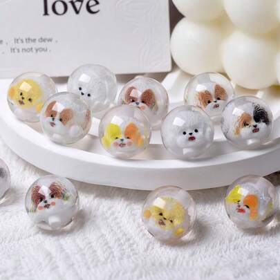 30 chiếc hạt cườm trang trí thủ công hình chó, gấu bông, thú cưng, đồ dùng tự làm, bút đính cườm bằng nhựa 16MM, đồ trang trí quà tặng ngày lễ, trang phục dự tiệc.