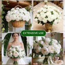 These 6 Artificial Peony Flowers Are Lifelike And UV-Resistant. They Are Perfect For Indoor Home Decoration, Outdoor Garden Decoration, Wedding Decoration, And Valentine's Day Decoration, Making Them The Best Gift Choice. - Hua-005-6-bai - View 7
