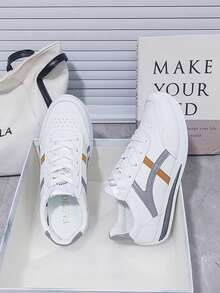Nuevos zapatos casuales para mujer,Zapatillas deportivas antideslizantes para mujer,Zapatillas deportivas con cordones para mujer,Zapatillas deportivas planas informales para mujer,Adecuado para practicar deporte, viajar y para el uso diario, - blanco gris - Ver 4