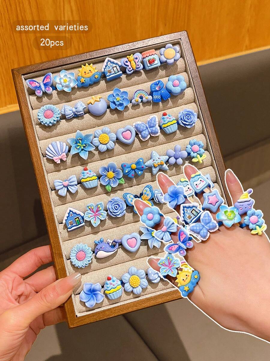 20 piezas Anillos abiertos ajustables de estilos surtidos, joyería de moda - Unitalla - Ver 1