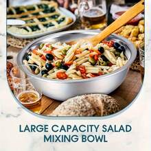 1pc Stainless Steel Kneading Bowl, Large Capacity & Deep, Multi-Functional Vegetable Washing Bowl & Soup Pot - Silver - View 7