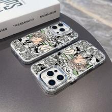 Funda para Teléfono: Funda de Anime Sanemis Genial para 17 16e 16 15 14 13 12 11 Pro X XR XSMAX 8 Plus Marco de Lente Metálico Plateado Cubierta Trasera Suave Transparente17  17promax - transparente - Ver 5