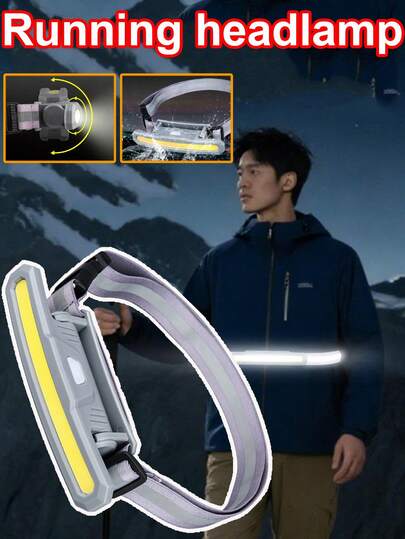 2pcs/1pc 360° Waterproof Running Waist Light, 180° Rotatable Lighting + 3 Brightness Modes + Waterproof & Sweat-Proof + Type-C Fast Charging + Bright COB Lamp Bead + Reflective Strap. Enhance Safety For Night Activities. Lightweight Design For Comfortable Long-Time Wearing. Suitable For Night Running, Fitness, Outdoor Hiking, Camping, Etc.