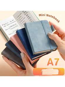 1本A5/A7皮革笔记本，口袋记事本，迷你便携式粉彩记事本 - 彩色 - 查看 10