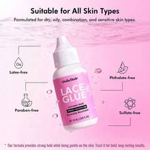 女士及女孩角色扮演假发套装，包含5件套假发胶水（38毫升+30毫升+0.56盎司）、防水蕾丝前假发胶水、工具和发蜡棒。套装包含：假发胶水*1/假发胶水卸除剂*1/发蜡棒*1/高清假发帽（38毫升+30毫升+0.56盎司+假发帽）。高清蕾丝假发套装，含蕾丝胶水和发蜡棒。 - Wig Glue Set - 查看 5