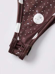 Women's Halter Bodysuit Stylish Hot-fix Rhinestone Design Slim Fit Deep V Neck Romper - Café integral - Ver 10