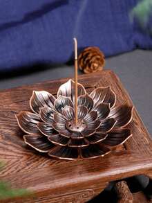1pc Elegant Lotus Shaped Incense Burner With Ash Tray - Graceful Home & Office Fragrance Accessory, Creates A Ambiance - Ideal For Meditation And Relaxation (Details Random) - Multicolor - View 7