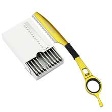 univinlions 7" 1 Rotary Thinning Razor+10 Replaceable Blades Safey Razor Straight Salon Hairdresser Razor Hair Cutter Swivel Barber Cutting Shears Knife Thinner Hairdressing Scissors - Multicolor - View 18