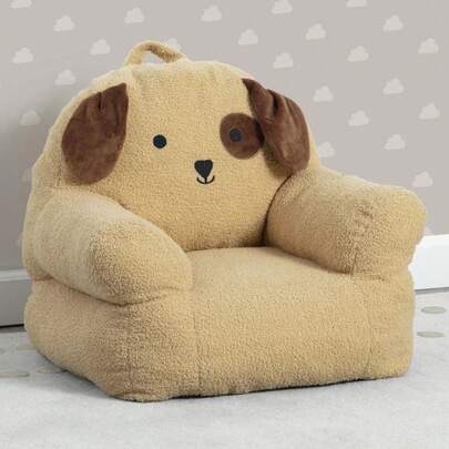 Puppy Plush Toddler Chair With Frameless Foam Design, Ultra-Soft Cuddle Chair For Kids 2+, Lightweight With Easy-Grab Handle For Playroom Or Bedroom
