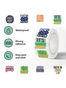 500 PIEZAS (1 Rollo) Pegatinas de 1 Pulgada con Frases Motivadoras Adecuadas para Maestros, Adultos, Padres, Aula, Escuela, Trabajo, Estudio, Entrenamiento, Pegatinas Motivadoras, Scrapbooking, Pegatinas de Decoración de Cuadernos, Pegatinas de Cuadernos, Post-its para Libros, Pegatinas para Teléfonos Móviles, Etiquetas Autoadhesivas Hechas a Mano, Pegatinas Motivadoras de Animales, Pegatinas de Regreso a la Escuela, Pegatinas de Decoración de Apertura Escolar, Regalos de Regreso a la Escuela - alentar - Ver 5