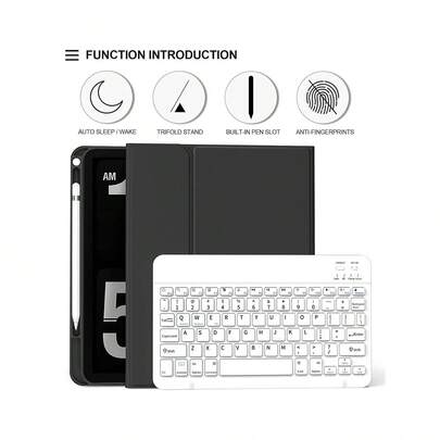 حافظة لوحة المفاتيح متوافقة مع iPad (A16) مقاس 11 بوصة الجيل 11 (2025)، متوافقة أيضًا مع iPad مقاس 10.2 بوصة الجيل 9/8/7، Air الجيل 4/5/6، 10.9/11 بوصة، Pro 11. تدعم وظيفة النوم/الاستيقاظ التلقائي، مع لوحة مفاتيح لاسلكية قابلة للفصل، بطارية 150 مللي أمبير، حامل فائق النحافة والخفة، وفتحة لقلم الرسم.