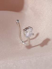 yhvmcl 1pc Rhinestone & Zirconia Butterfly Nose Stud, Luxury Elegant Design, Suitable For Women's Daily Wear - Single Diamond Silver - View 1