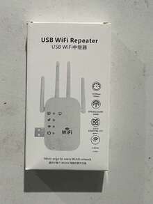 USB无线网卡信号增强器。WiFi信号放大器、WiFi信号扩展器、无线网络中继器，专为穿墙设计，带以太网端口的远程放大器，一键设置，接入点，支持Alexa（4天线白色中继器） - 彩色 - 查看 11