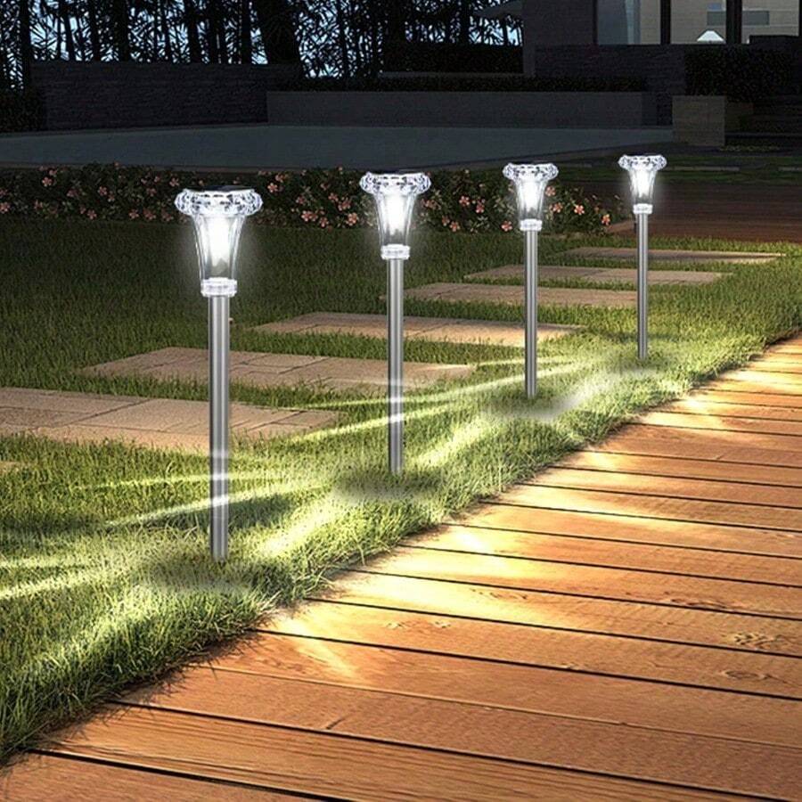 Solar Lights Outdoor Waterproof, Stainless Steel LED Solar Garden Lights For Patio, Lawn, Yard And Landscape, Garden Decor Patio Decor (2-4Pack) - Crystal Stick - View 1